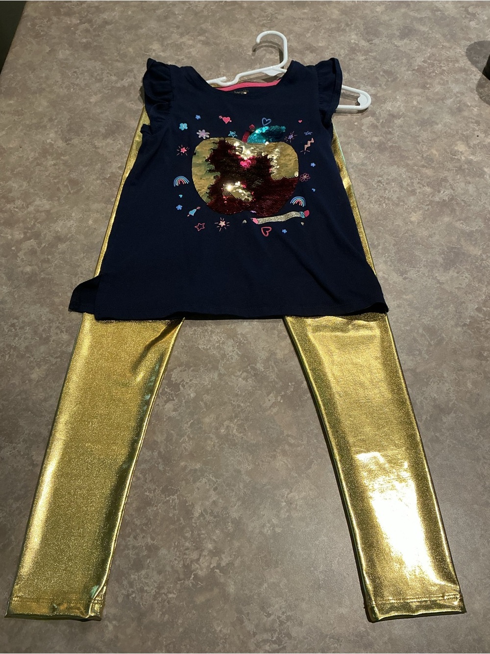 Cynthia Rowley Navy Sequin Apple w/ Gold Leggings BACK TO SCHOOL OUTFIT